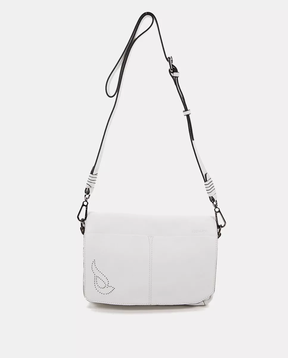Abbacino - Bandolera Mediana De Piel En Blanco Con Solapa barato