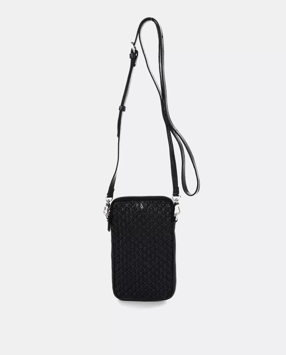 Abbacino - Bolso Para Móvil En Piel Trenzada En Negro Con Bandolera Extraíble barato