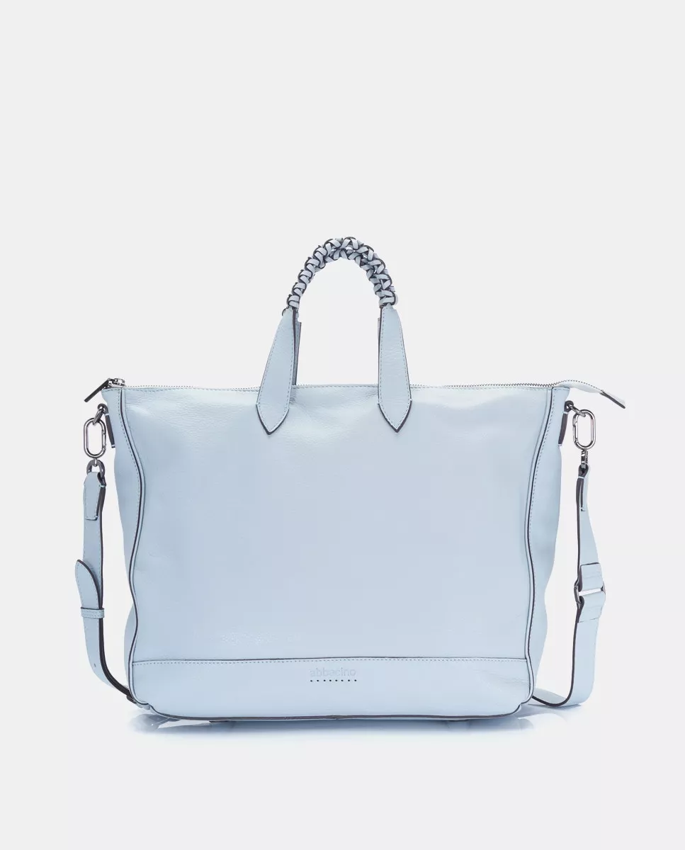 Abbacino - Bolso Shopper De Piel Con Asa Trenzada En Azul Claro barato