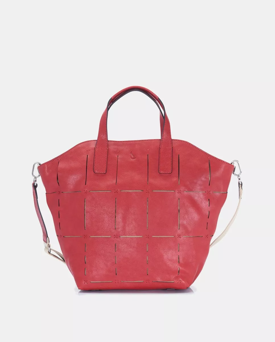 Abbacino - Bolso Shopper Grande De Piel Troquelada En Rojo Con Forma Trapezoidal En Oferta Abbacino - Bolso Shopper Grande De Piel Troquelada En Rojo Con Forma Trapezoidal Barato