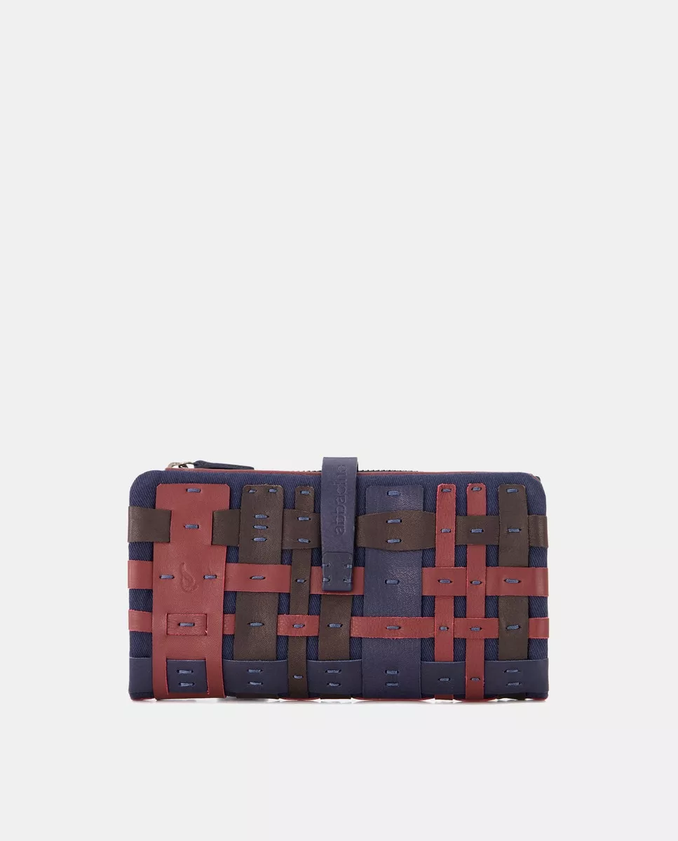 Abbacino - Cartera Grande Con Patchworks De Piel En Azul Con Cremallera barato