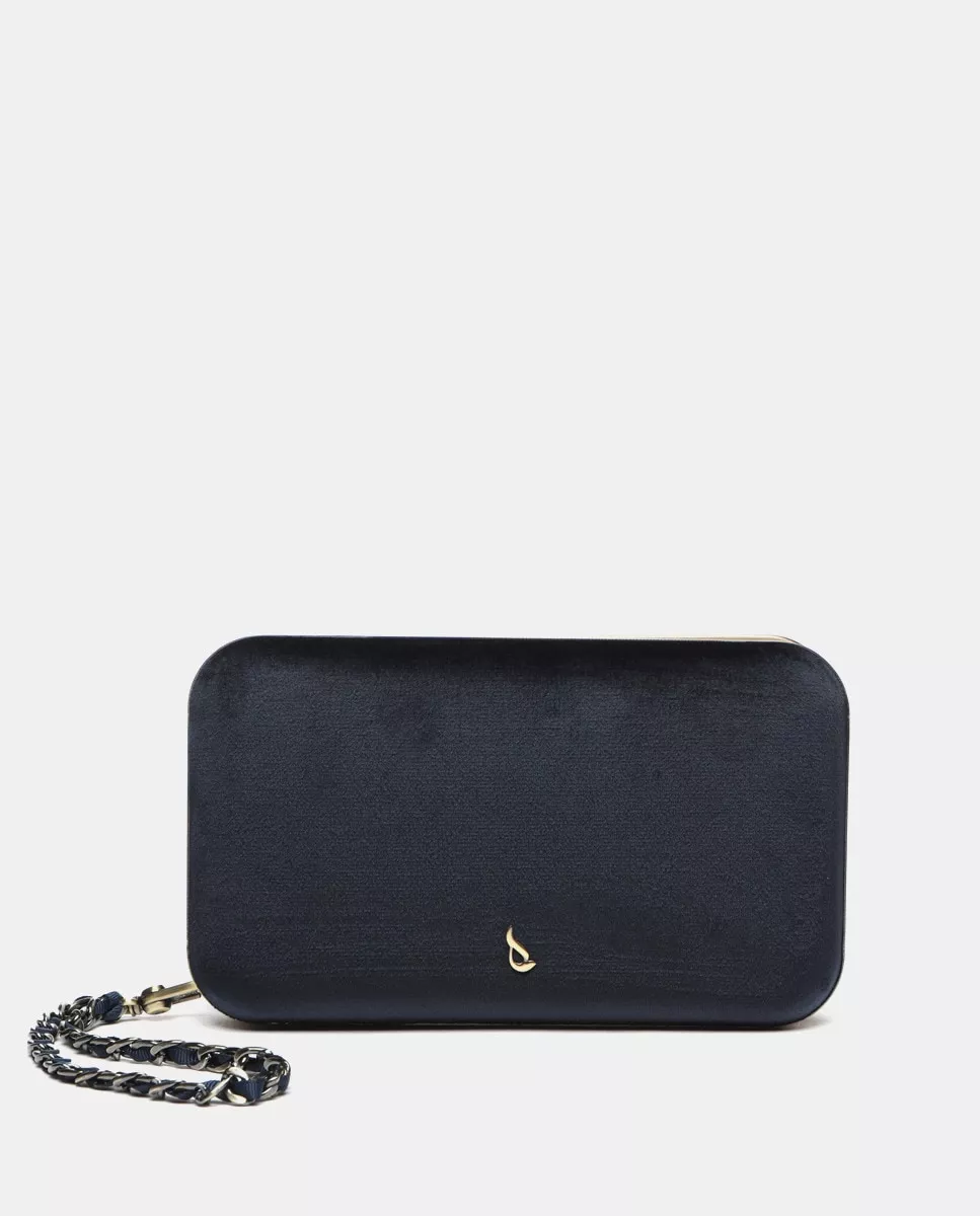 Abbacino - Clutch Rectangular En Terciopelo Azul Marino Con Cremallera barato