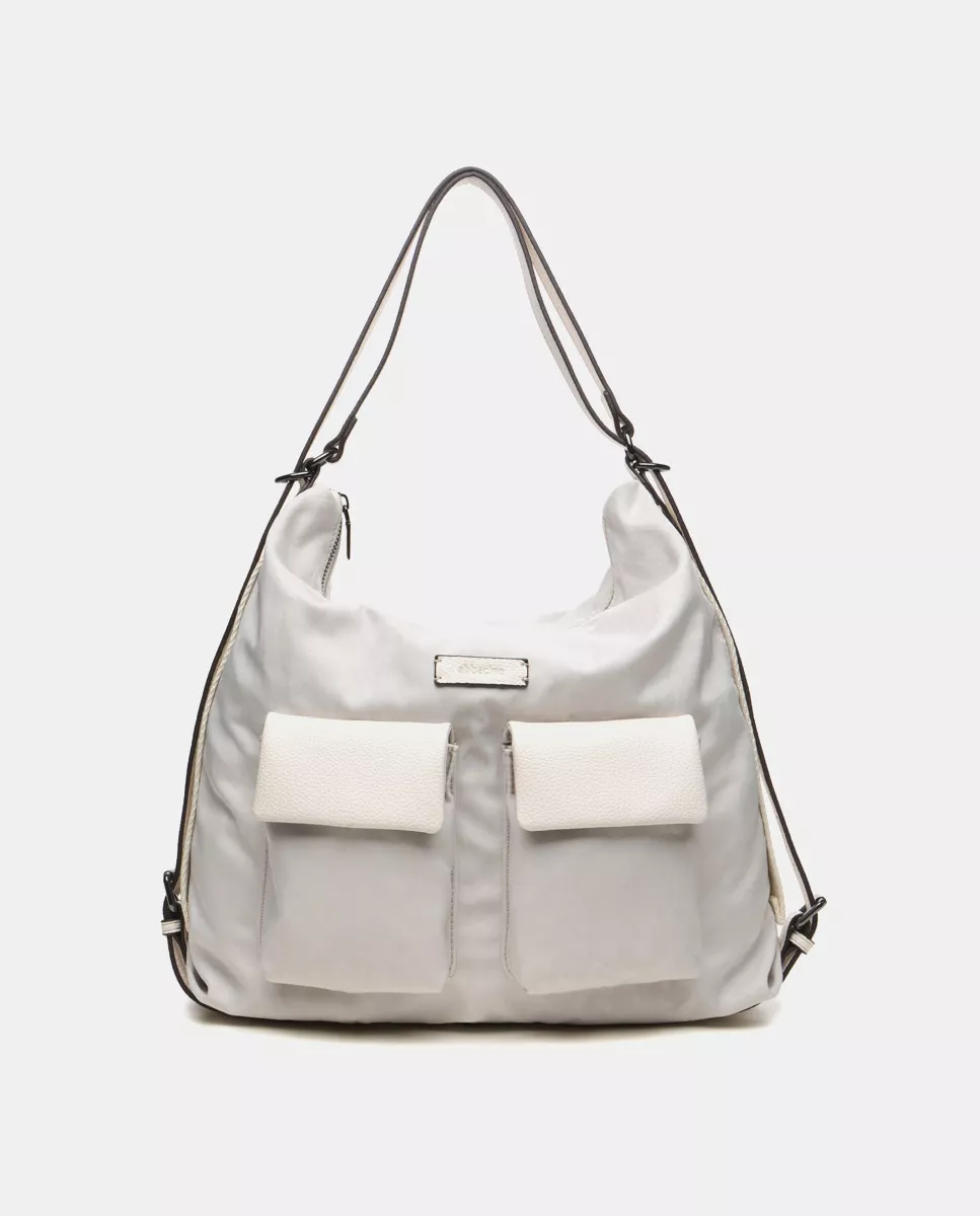 Abbacino - Hobo Convertible En Mochila De Nylon En Beige Con Cierre Cremallera barato