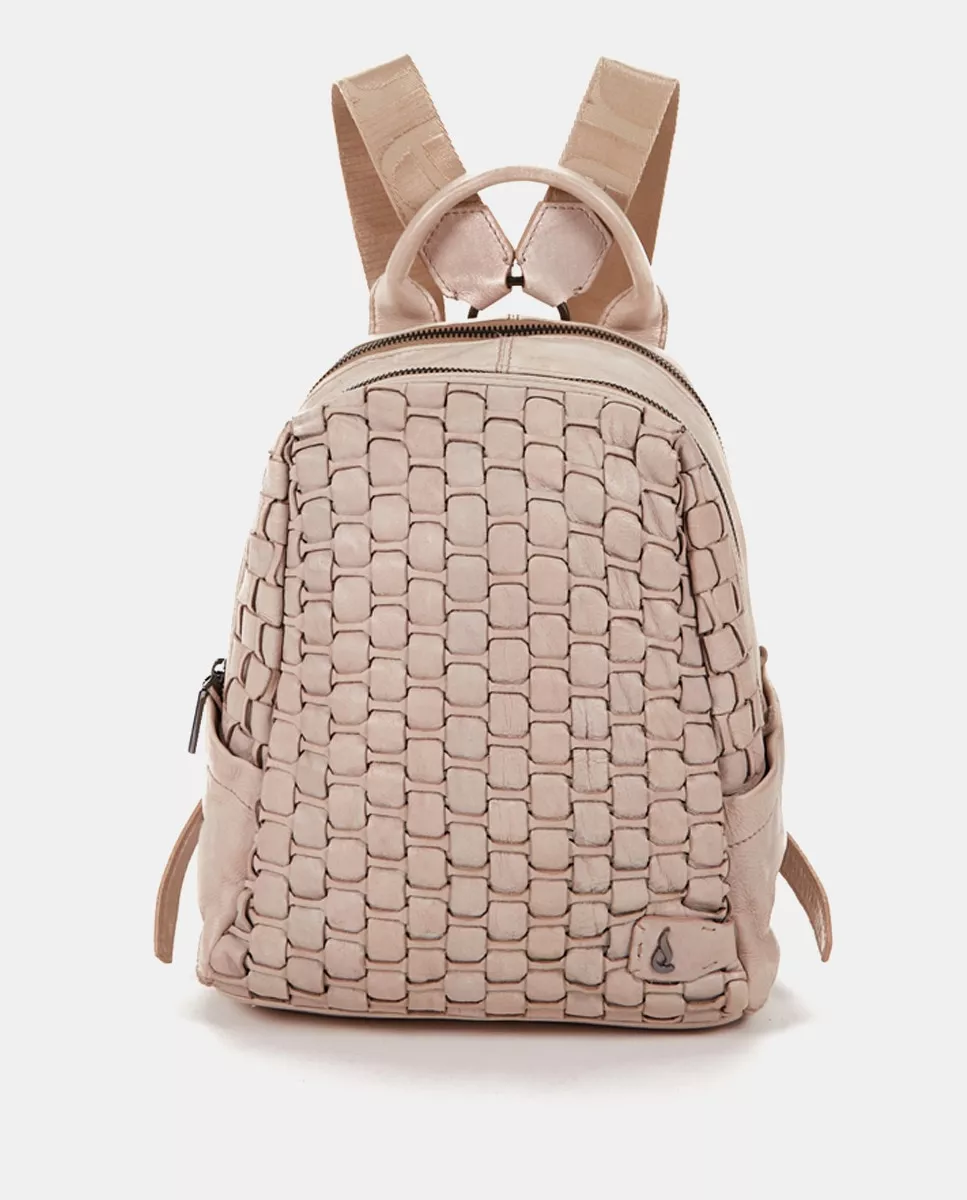 Abbacino - Mochila De Piel Trenzada En Beige Con Cierre Cremallera barato