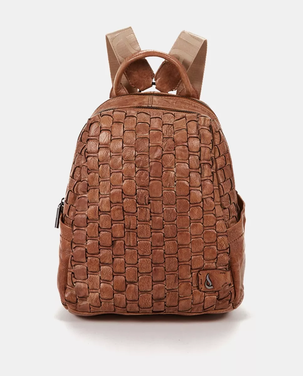 Abbacino - Mochila De Piel Trenzada En Marrón Con Cierre Cremallera En Oferta Abbacino - Mochila De Piel Trenzada En Marrón Con Cierre Cremallera Barato