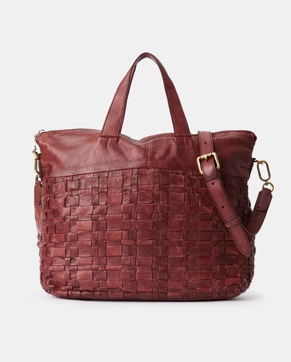 Abbacino - Shopper De Piel Trenzada En Burdeos Con Bandolera Extraíble barato