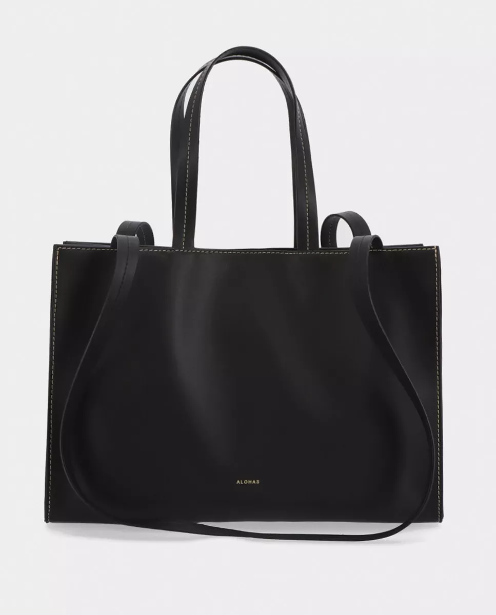Alohas - Bolso De Mano De Piel En Negro Con Varias Asas barato
