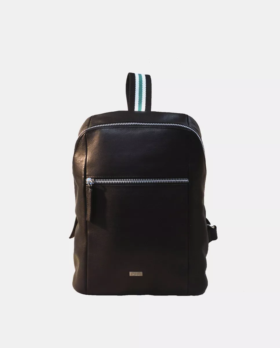 Antonio Pulido - Mochila De Piel En Negro Con Bolsillo Frontal Y Bandolera Regulable barato