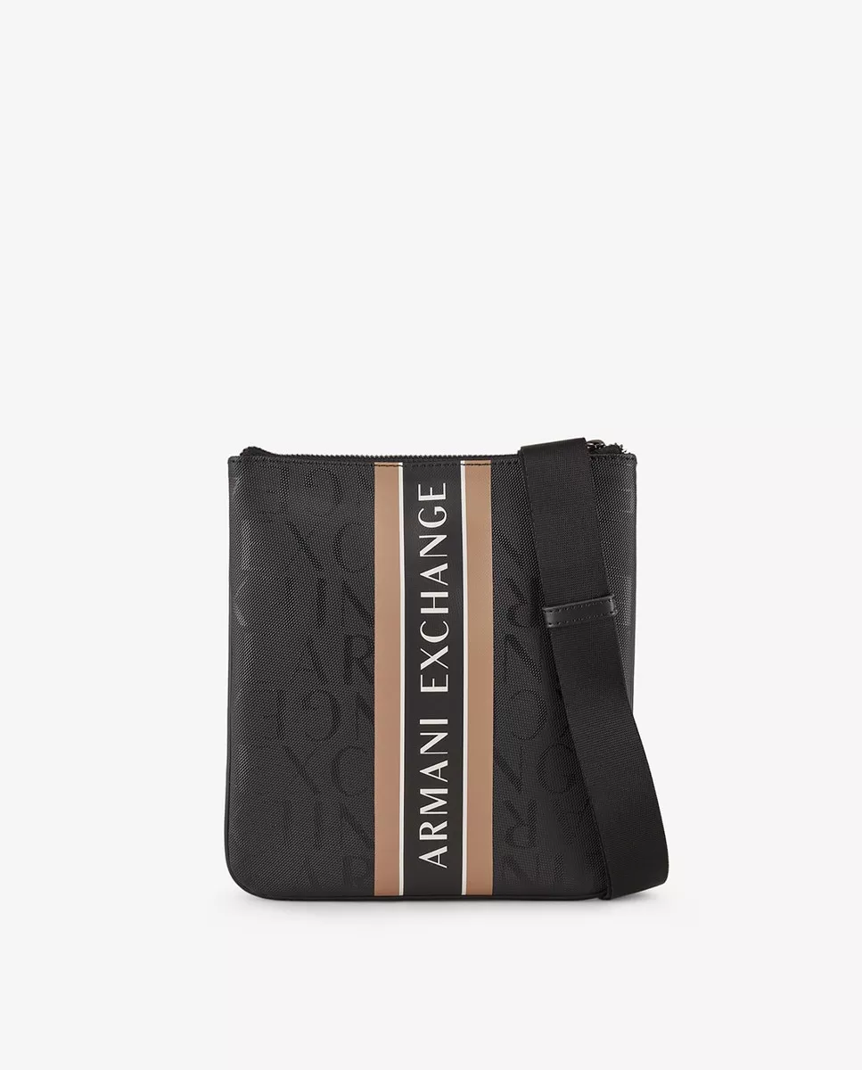 Armani Exchange - Bandolera De Hombre Con Logos Monograma Y Banda A Contraste barato