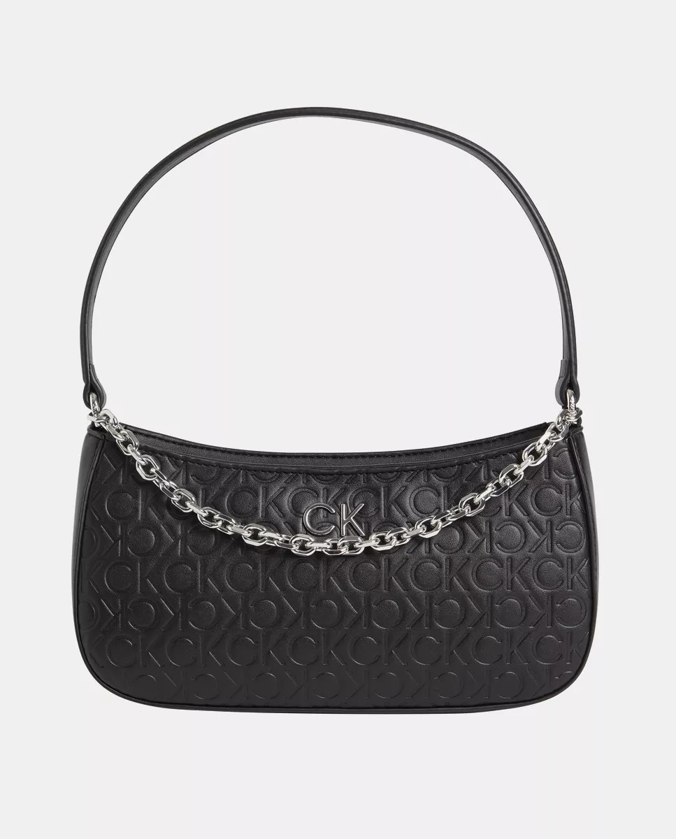 Calvin Klein - Bolso De Hombro Símil Piel En Negro Con Grabado Monogram Y Detalle De Cadena En Oferta Calvin Klein - Bolso De Hombro Símil Piel En Negro Con Grabado Monogram Y Detalle De Cadena Barato