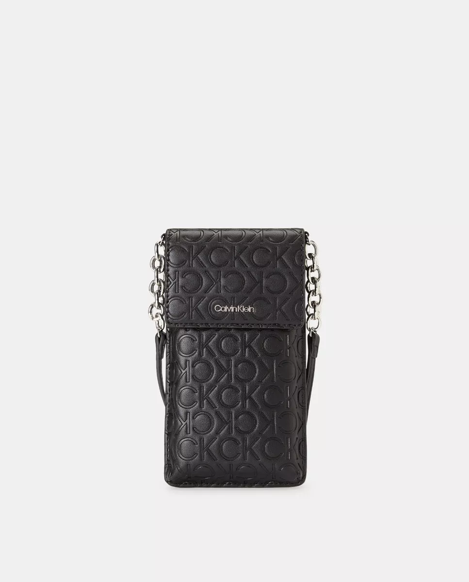 Calvin Klein - Bolso Para Móvil Efecto Piel En Negro Con Grabado Monogram En Oferta Calvin Klein - Bolso Para Móvil Efecto Piel En Negro Con Grabado Monogram Barato