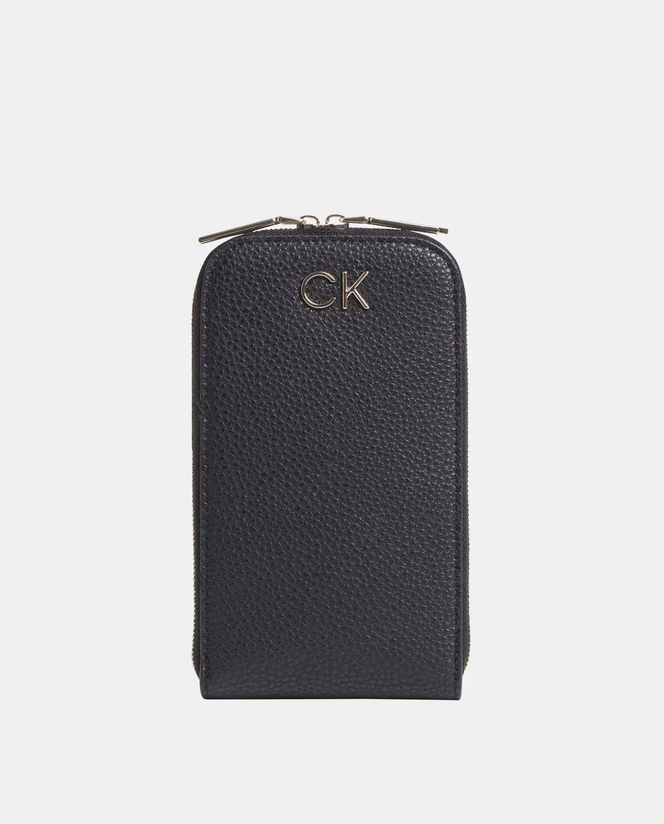 Calvin Klein - Bolso Para Móvil En Negro Con Logo Metálico En Oferta Calvin Klein - Bolso Para Móvil En Negro Con Logo Metálico Barato