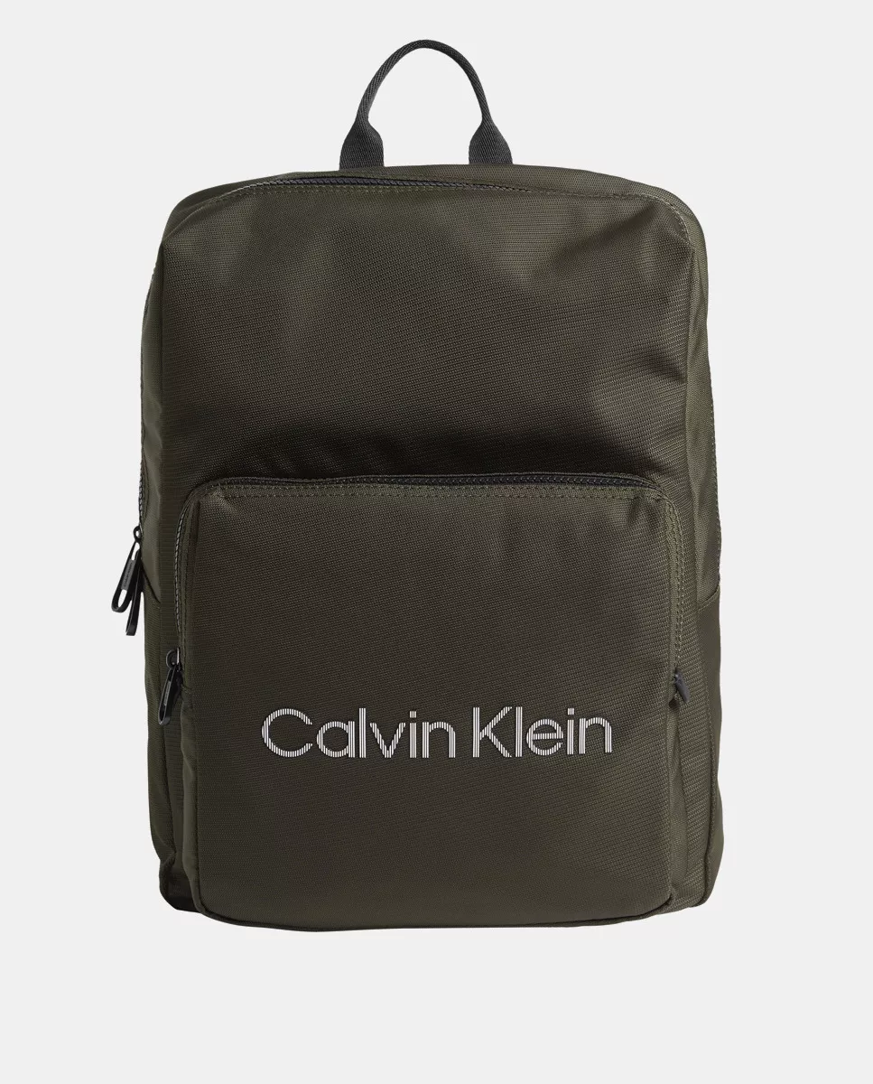 Calvin Klein - Mochila En Verde Con Cremallera Y Correas Ajustables barato