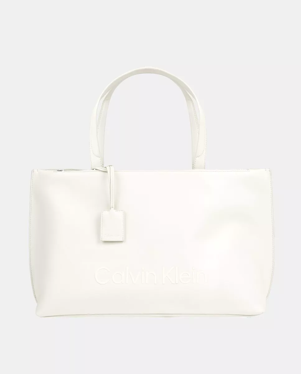 Calvin Klein - Shopper En Crudo Con Logo Frontal Y Cremallera barato