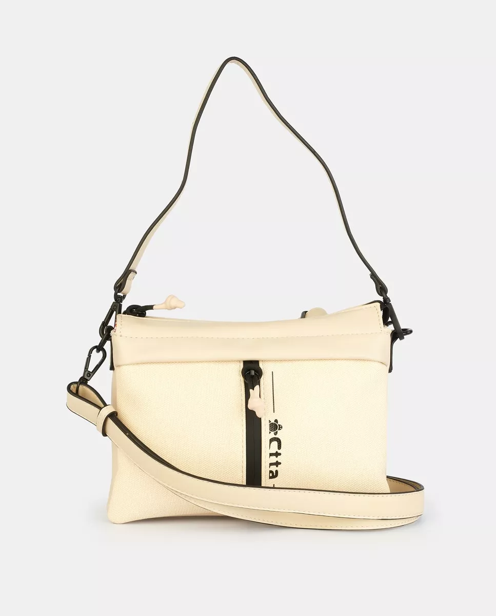 Caminatta - Bandolera Pequeña De Canvas En Beige Con Varias Asas barato