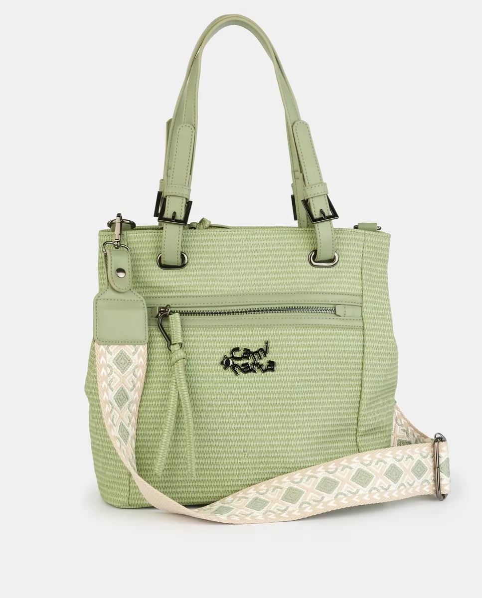 Caminatta - Bolso Shopper En Verde Claro Con Bolsillos Exteriores En Oferta Caminatta - Bolso Shopper En Verde Claro Con Bolsillos Exteriores Barato