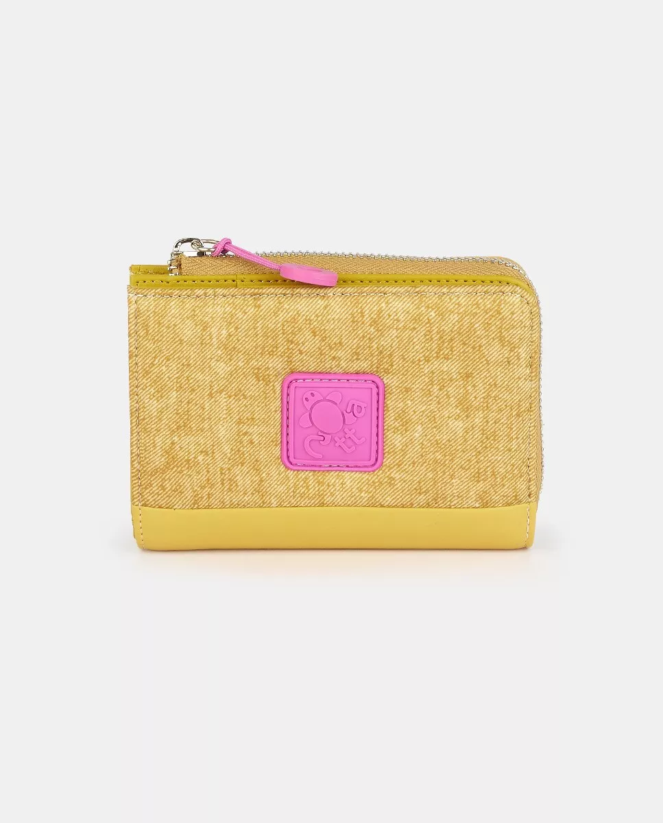 Caminatta - Cartera De Neopreno En Mostaza Con Detalles Fucsia barato