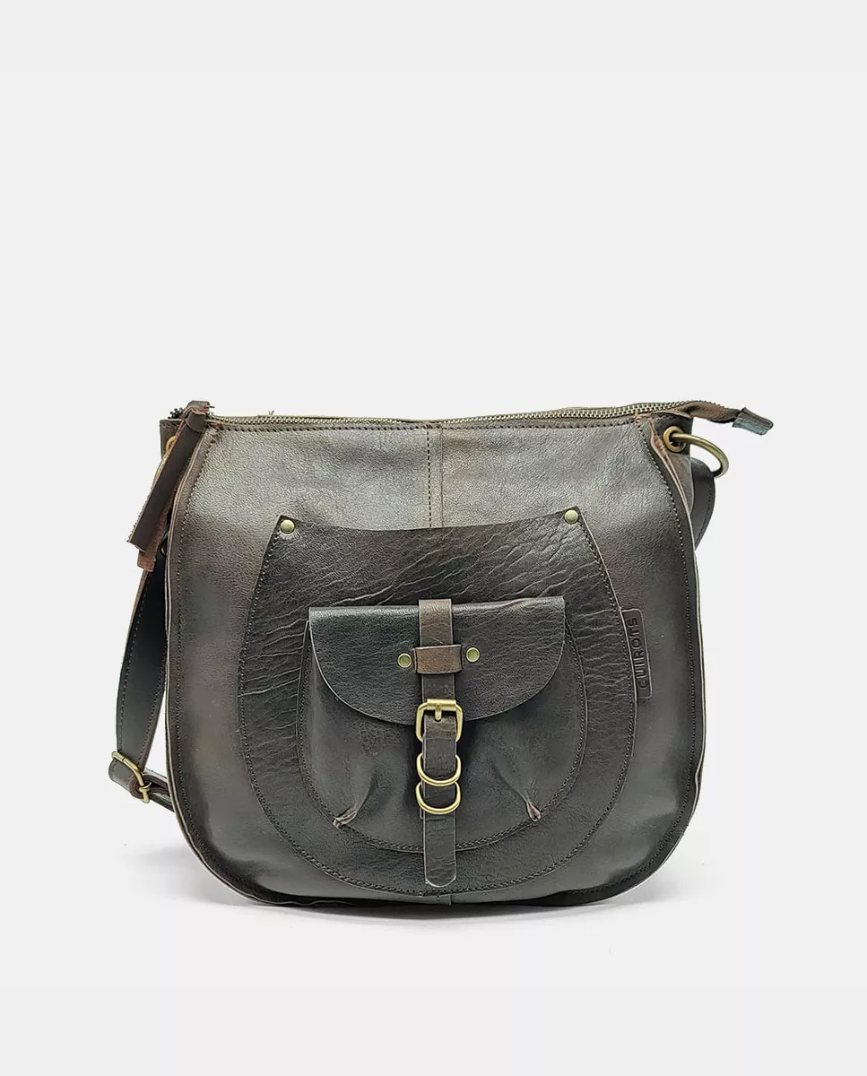 Cuirot´s - Bandolera Mediana Country De Piel En Marrón Con Bolsillo barato