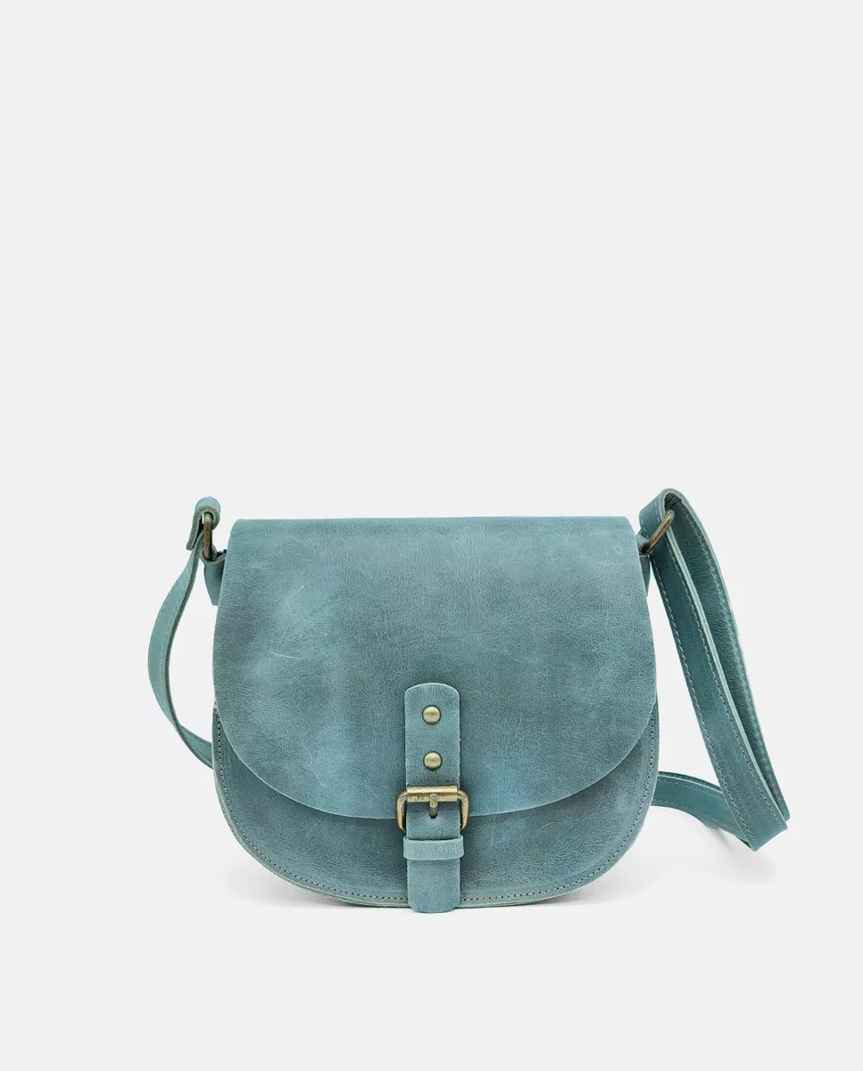 Cuirot´s - Bandolera Pequeña De Piel En Azul Con Solapa barato