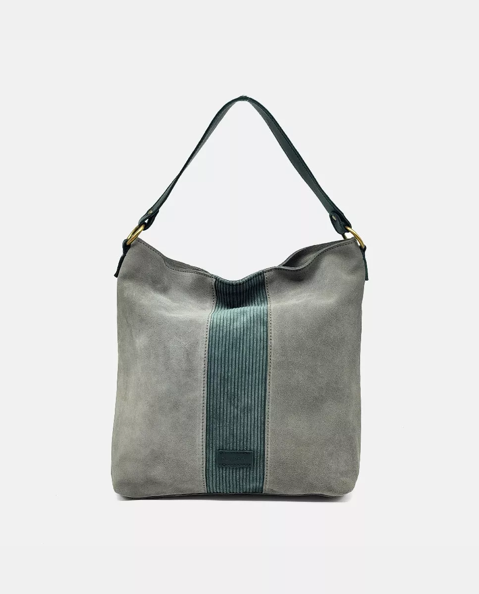 Cuirot´s - Hobo Grande Bicolor De Serraje Y Pana En Color Gris barato