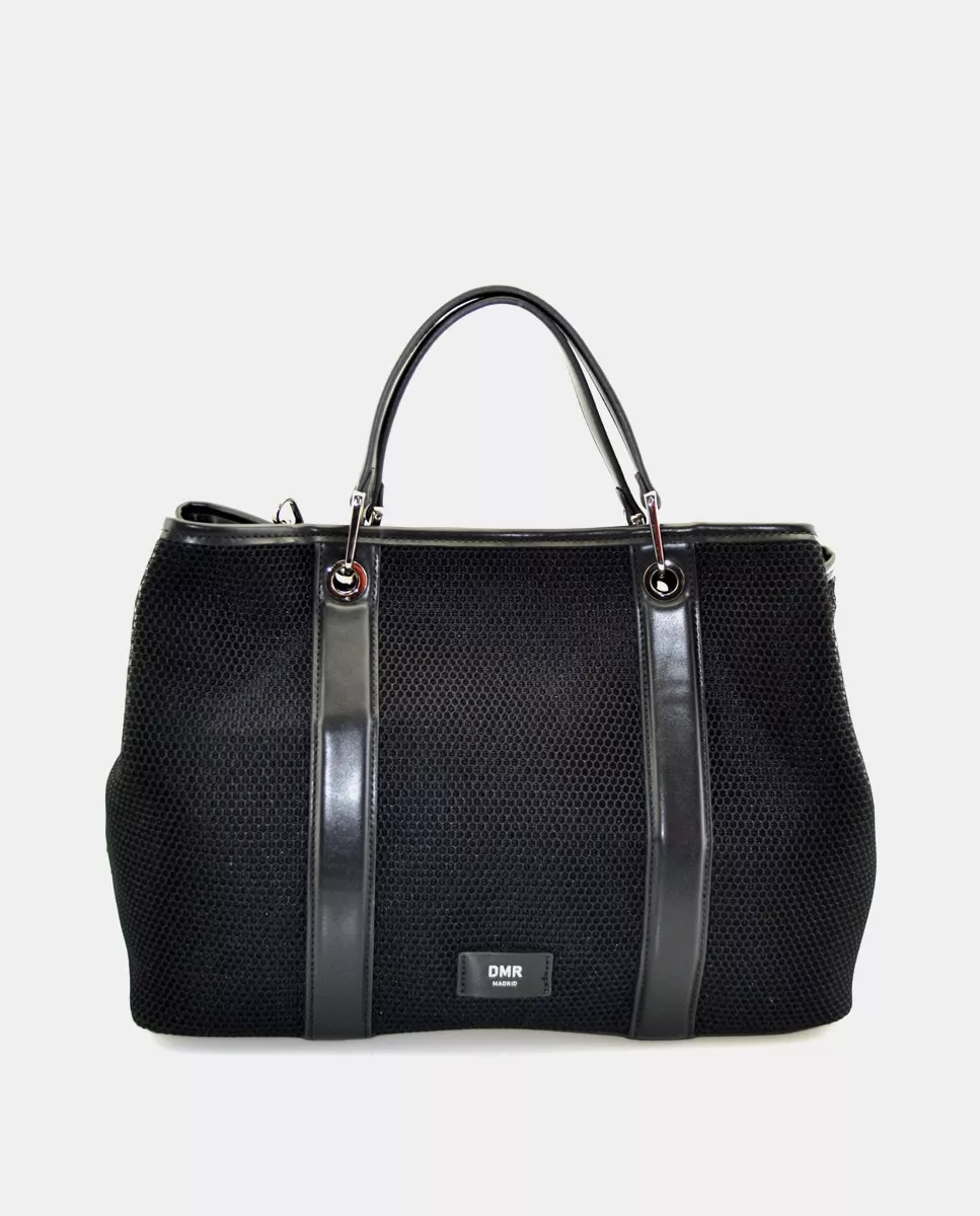 DMR - Bolso De Mano En Tejido Malla Negro Con Asa Extraíble barato