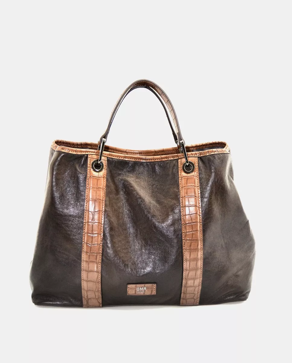 Dmr - Bolso De Mano Grande En Marrón Oscuro Con Asa Regulable En Oferta Dmr - Bolso De Mano Grande En Marrón Oscuro Con Asa Regulable Barato