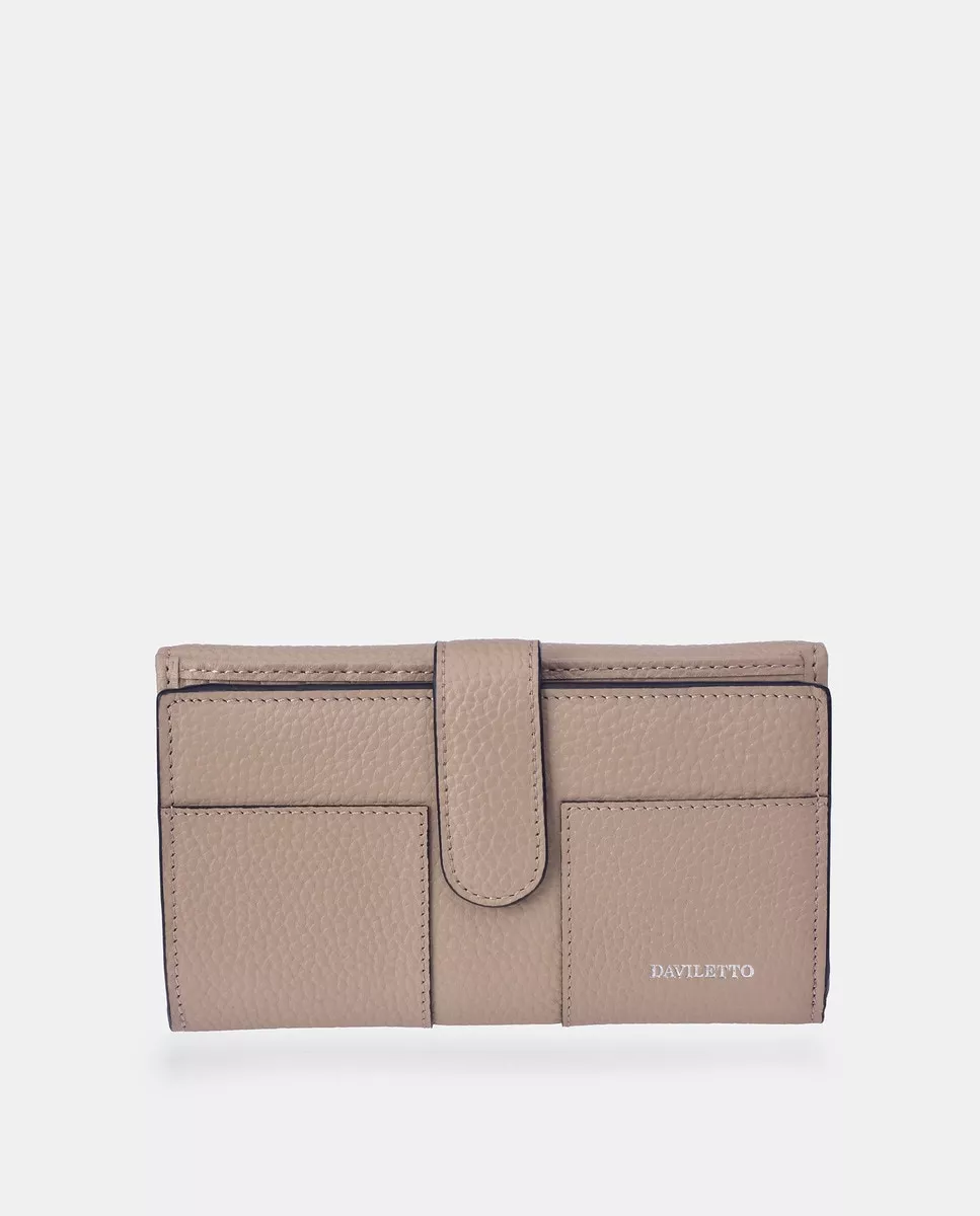 Daviletto - Cartera Grande De Piel Granulada En Beige Con Billetero En Oferta Daviletto - Cartera Grande De Piel Granulada En Beige Con Billetero Barato