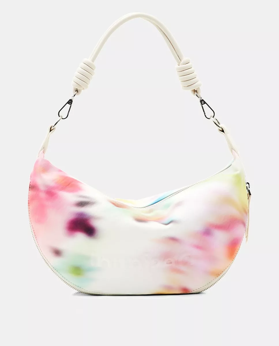 Desigual - Bolso De Hombro De Media Luna Con Estampado Floral Y Bandolera barato