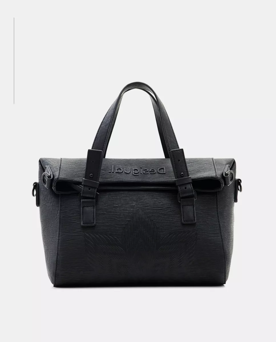 Desigual - Bolso Shopper Mediano En Negro Con Relieve Mandala barato
