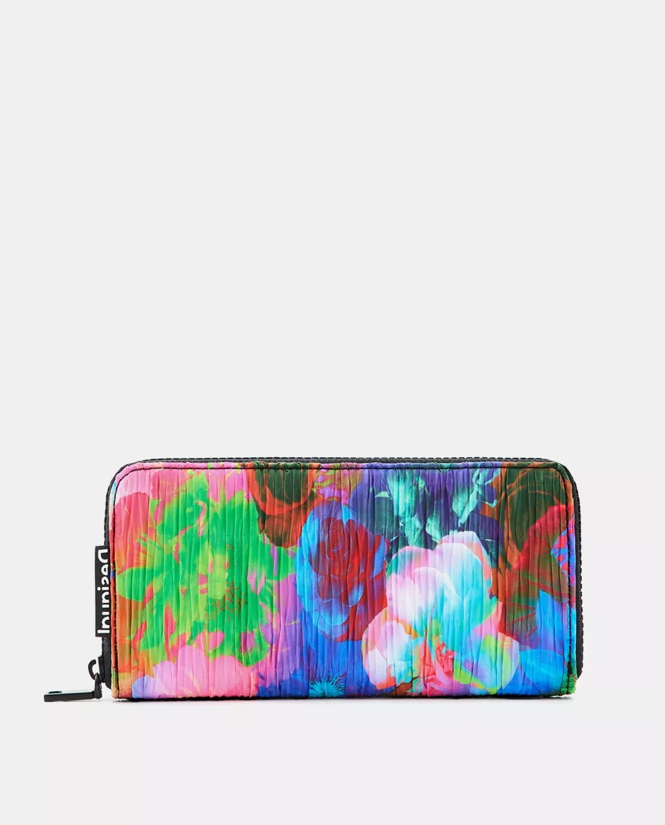 Desigual - Cartera Grande De Nylon Con Flores Multicolor barato