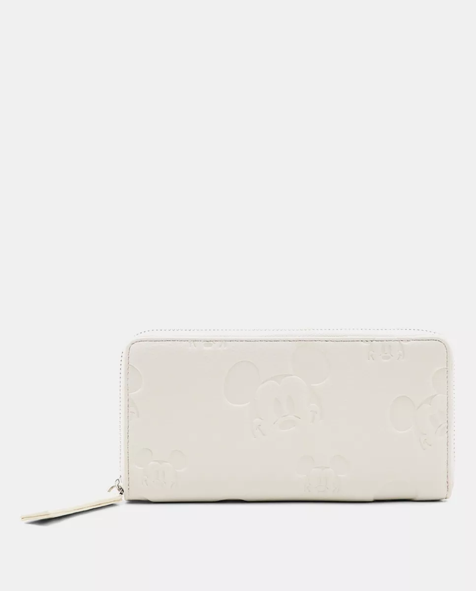 Desigual - Cartera Grande En Tono Natural Con Relieve Mickey Mouse barato