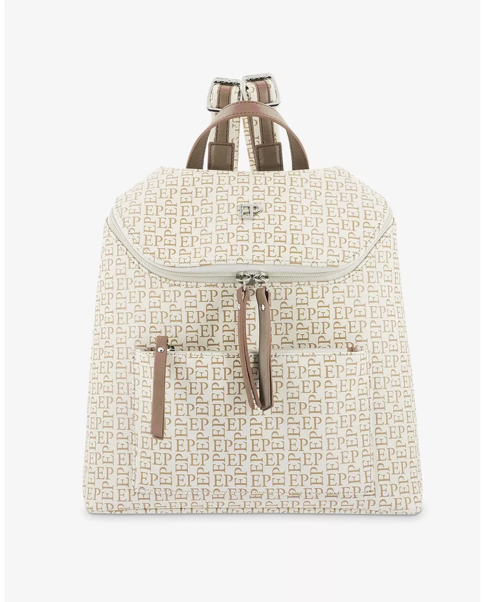 El Potro - Mochila De Lona Y Piel Estampada Beige Con Cremallera En Oferta El Potro - Mochila De Lona Y Piel Estampada Beige Con Cremallera Barato