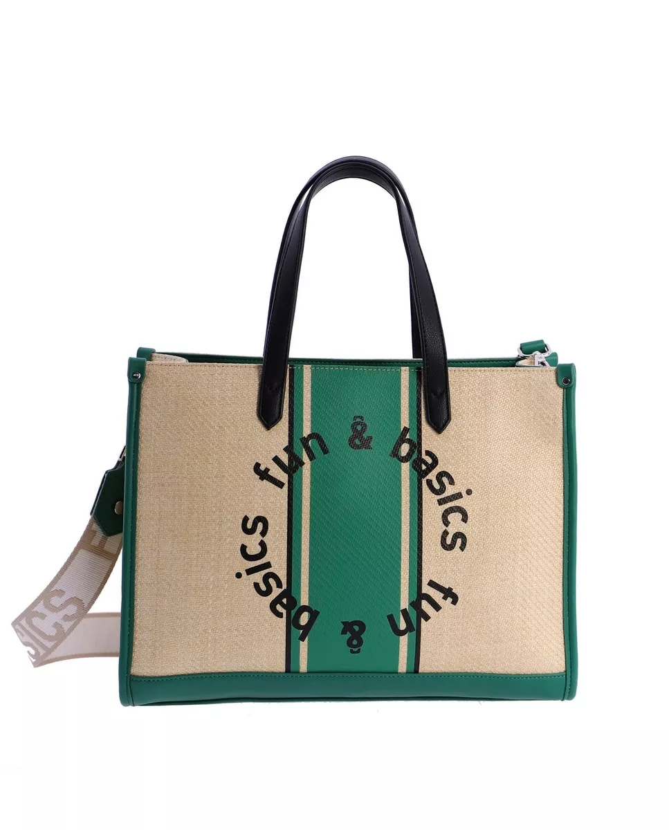 Fun & Basics - Bolso De Mano Jorgelina Verde Con Cremallera barato