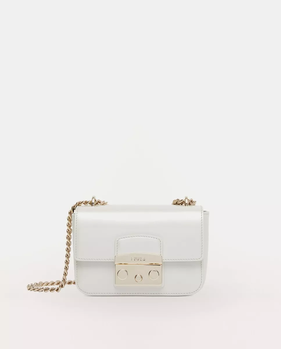 Furla - Bandolera Mini De Fiesta Metropolis De Piel En Blanco Con Solapa En Oferta Furla - Bandolera Mini De Fiesta Metropolis De Piel En Blanco Con Solapa Barato