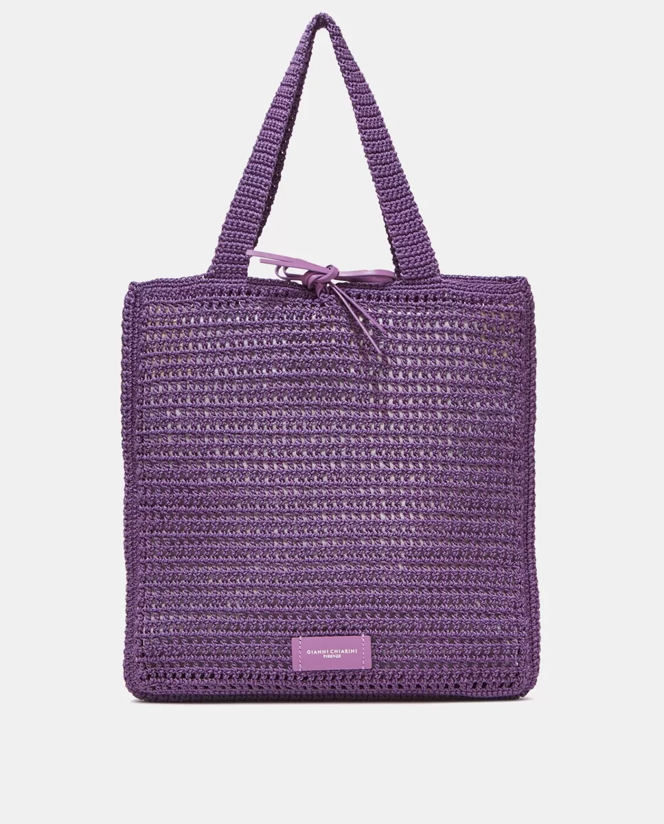 Gianni Chiarini - Bolso Shopper Victoria De Crochet En Morado Con Organizador Extraíble barato
