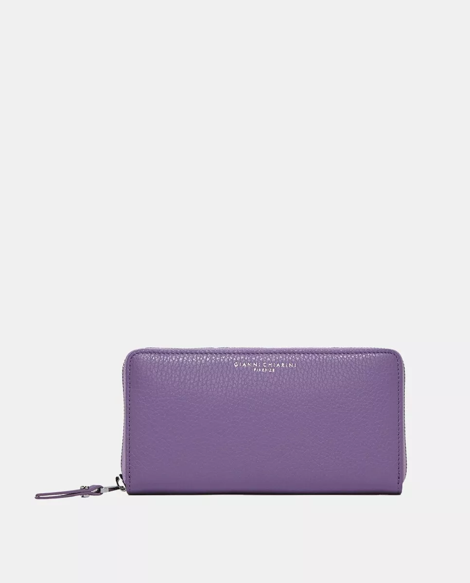 Gianni Chiarini - Cartera Grande De Piel Grabada En Lila Con Cremallera En Oferta Gianni Chiarini - Cartera Grande De Piel Grabada En Lila Con Cremallera Barato