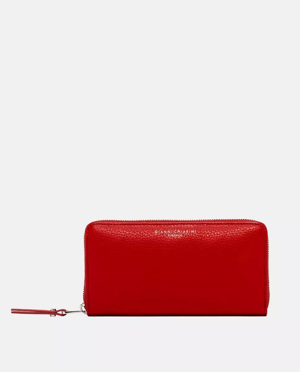 Gianni Chiarini - Cartera Grande De Piel Grabada En Rojo Con Cremallera En Oferta Gianni Chiarini - Cartera Grande De Piel Grabada En Rojo Con Cremallera Barato