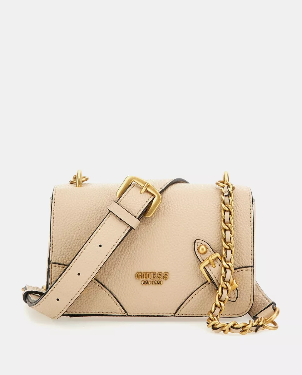 Guess - Bandolera Mini En Crema Con Solapa Con Asa Regulable En Oferta Guess - Bandolera Mini En Crema Con Solapa Con Asa Regulable Barato