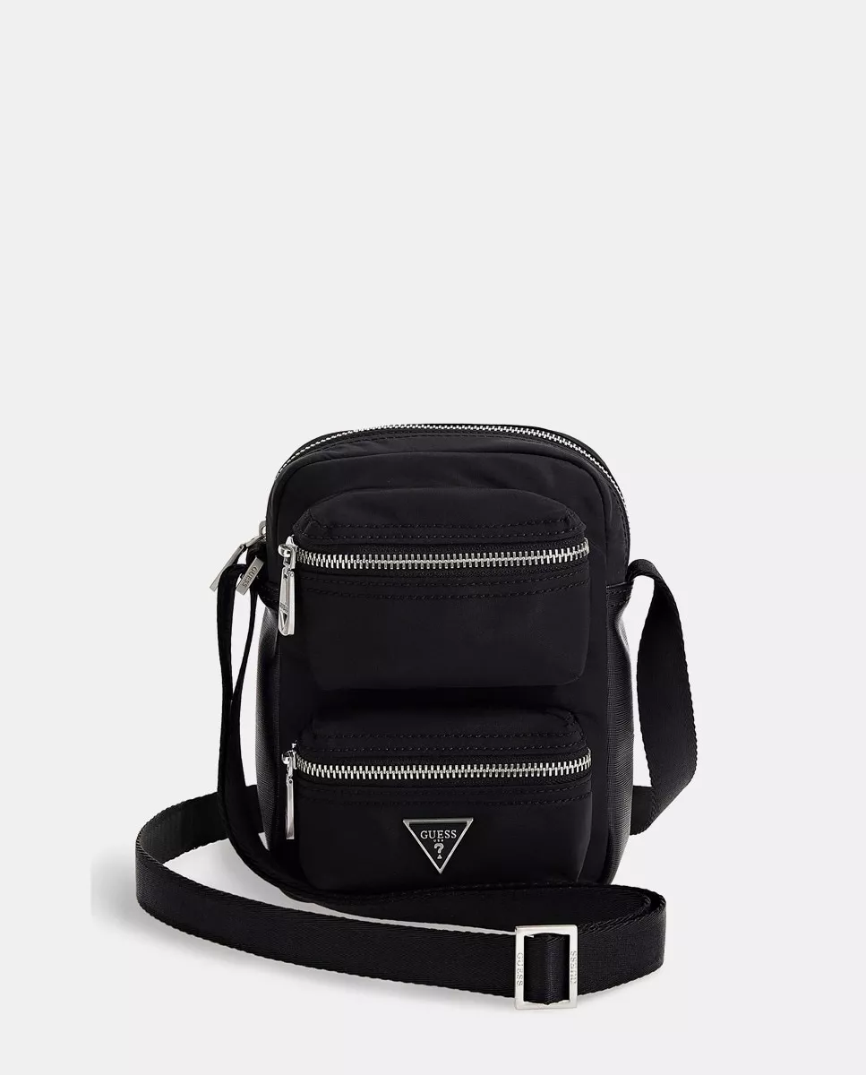 Guess - Bandolera Negra Con Cremallera barato
