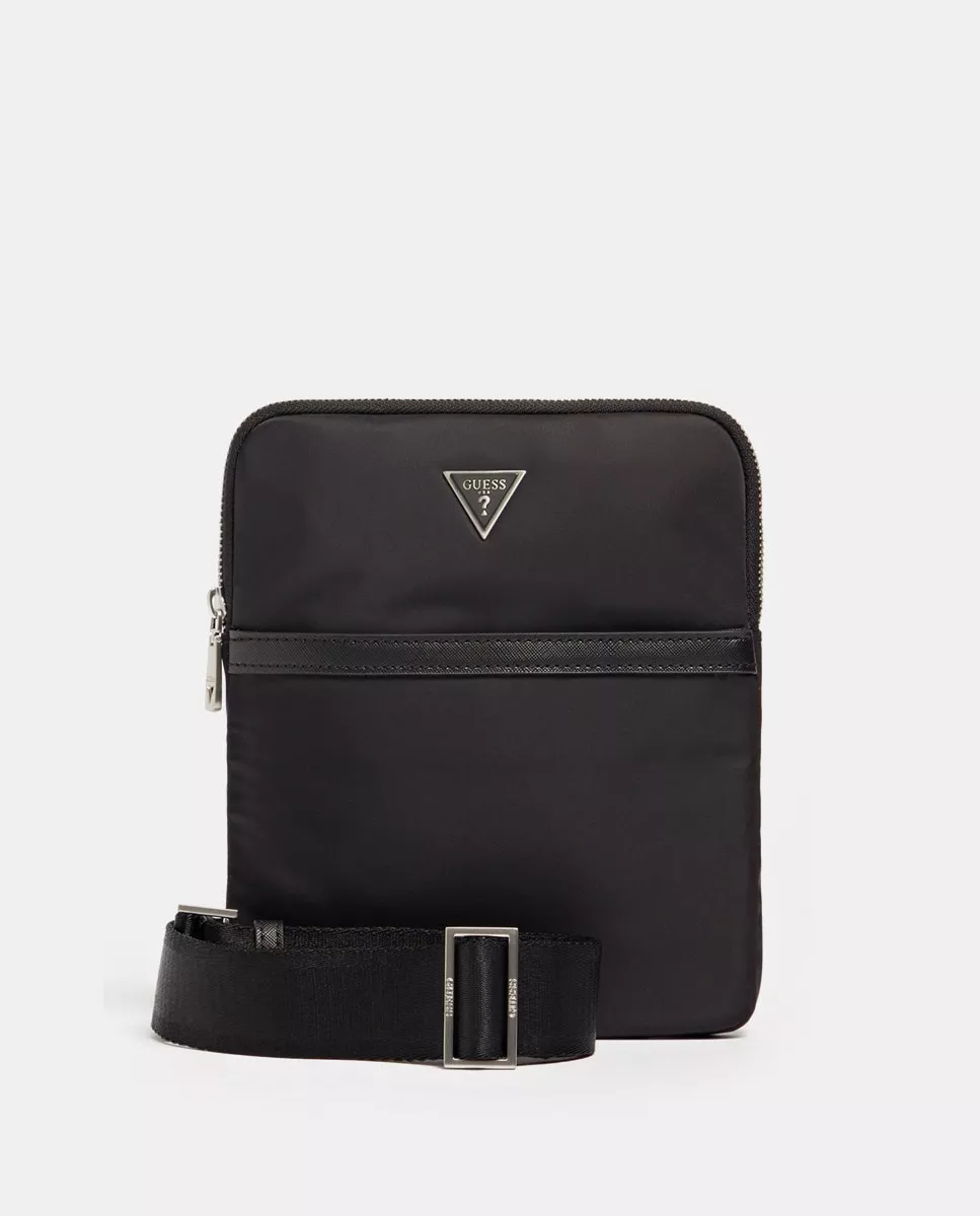 Guess - Bandolera Plana En Negro Con Cierre Cremallera barato