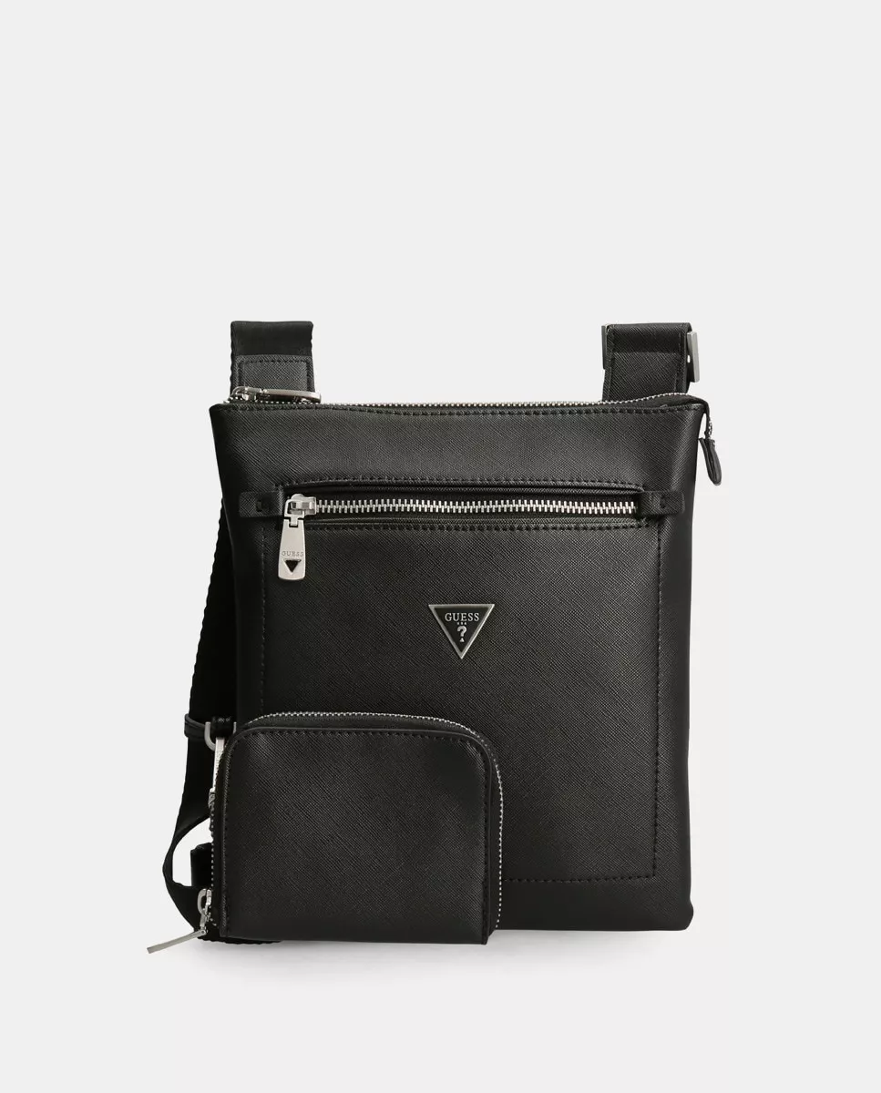 Guess - Bandolera Plana En Negro Con Cremallera Y Asa Ajustable En Oferta Guess - Bandolera Plana En Negro Con Cremallera Y Asa Ajustable Barato