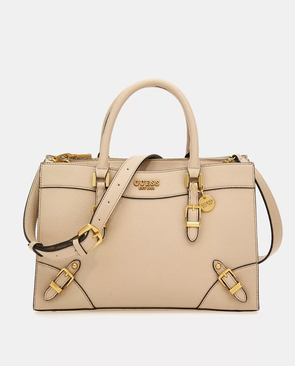 Guess - Bolso De Mano En Crema Con Cierre Cremallera Y Bandolera barato