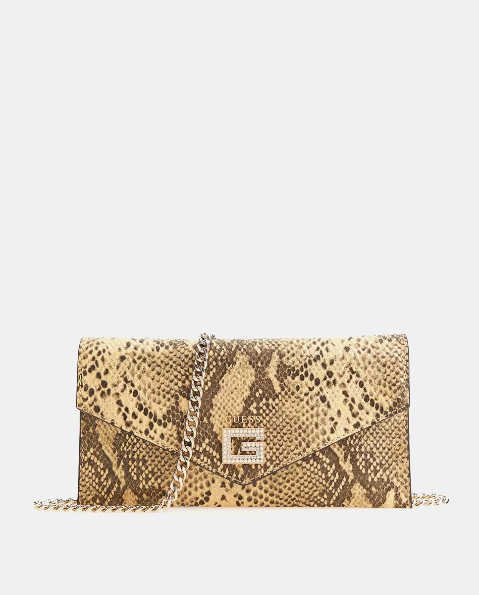 Guess - Sobre Ever Con Estampado Animal Print Con Asa De Cadena Y Aplique barato