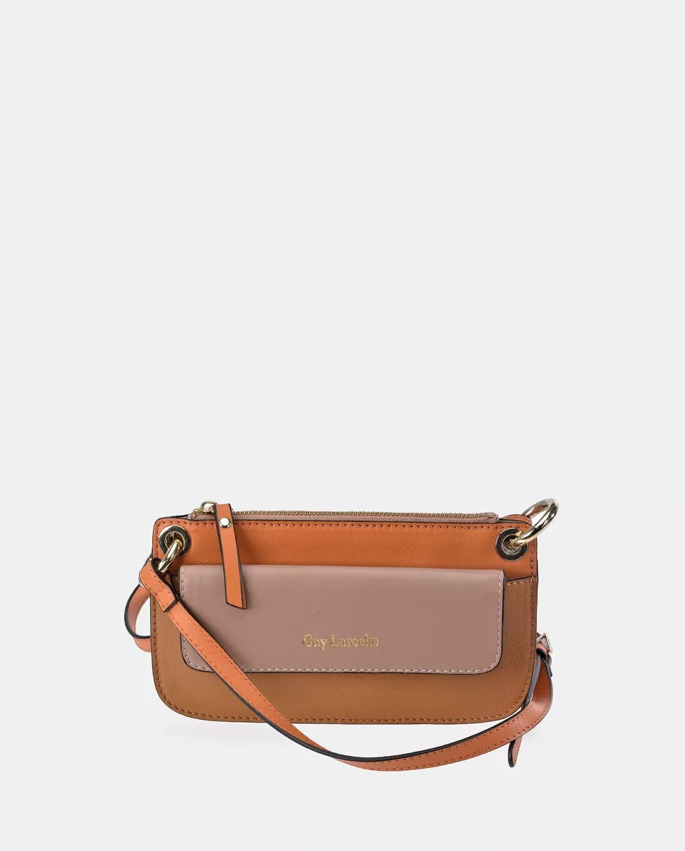 Guy Laroche - Bandolera Pequeña De Piel Tricolor En Camel, Naranja Y Topo En Oferta Guy Laroche - Bandolera Pequeña De Piel Tricolor En Camel