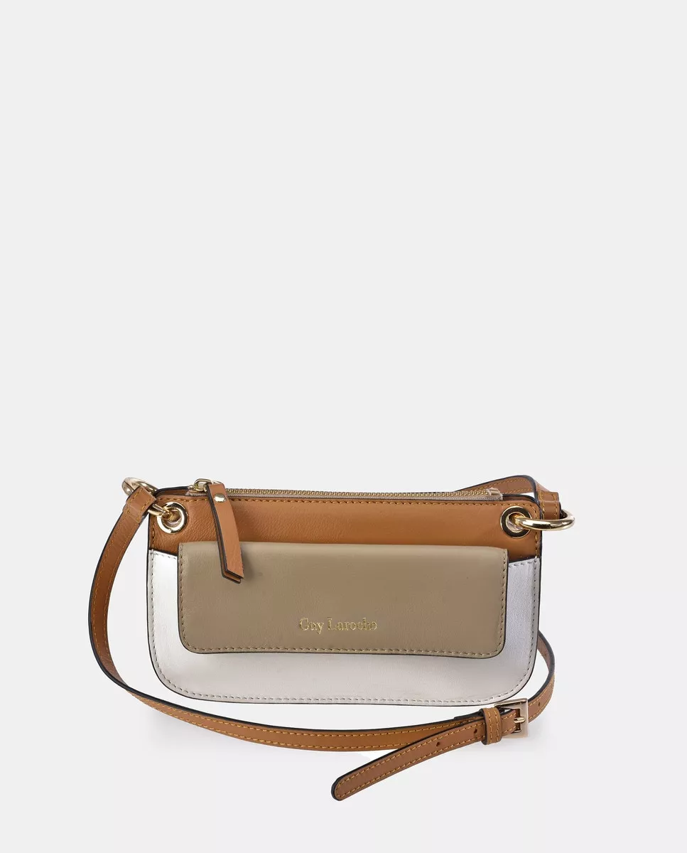 Guy Laroche - Bandolera Pequeña De Piel Tricolor En Crudo, Camel Y Topo En Oferta Guy Laroche - Bandolera Pequeña De Piel Tricolor En Crudo