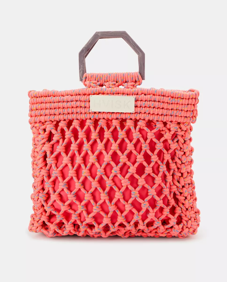 Hvisk - Bolso Shopper Pequeño Merge De Macramé En Rosa En Oferta Hvisk - Bolso Shopper Pequeño Merge De Macramé En Rosa Barato