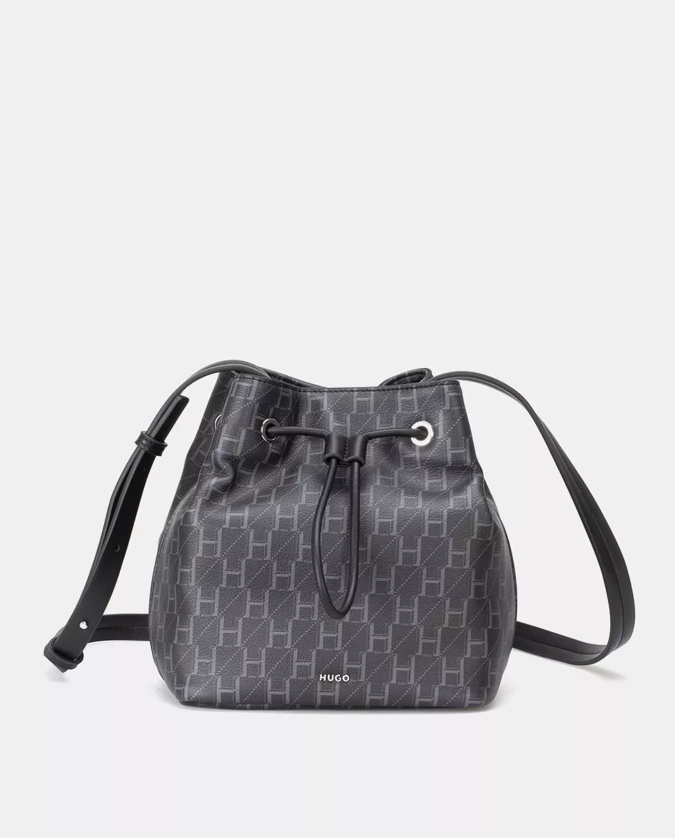 Hugo - Bolso Saco Pequeño En Negro Con Print Monograma barato