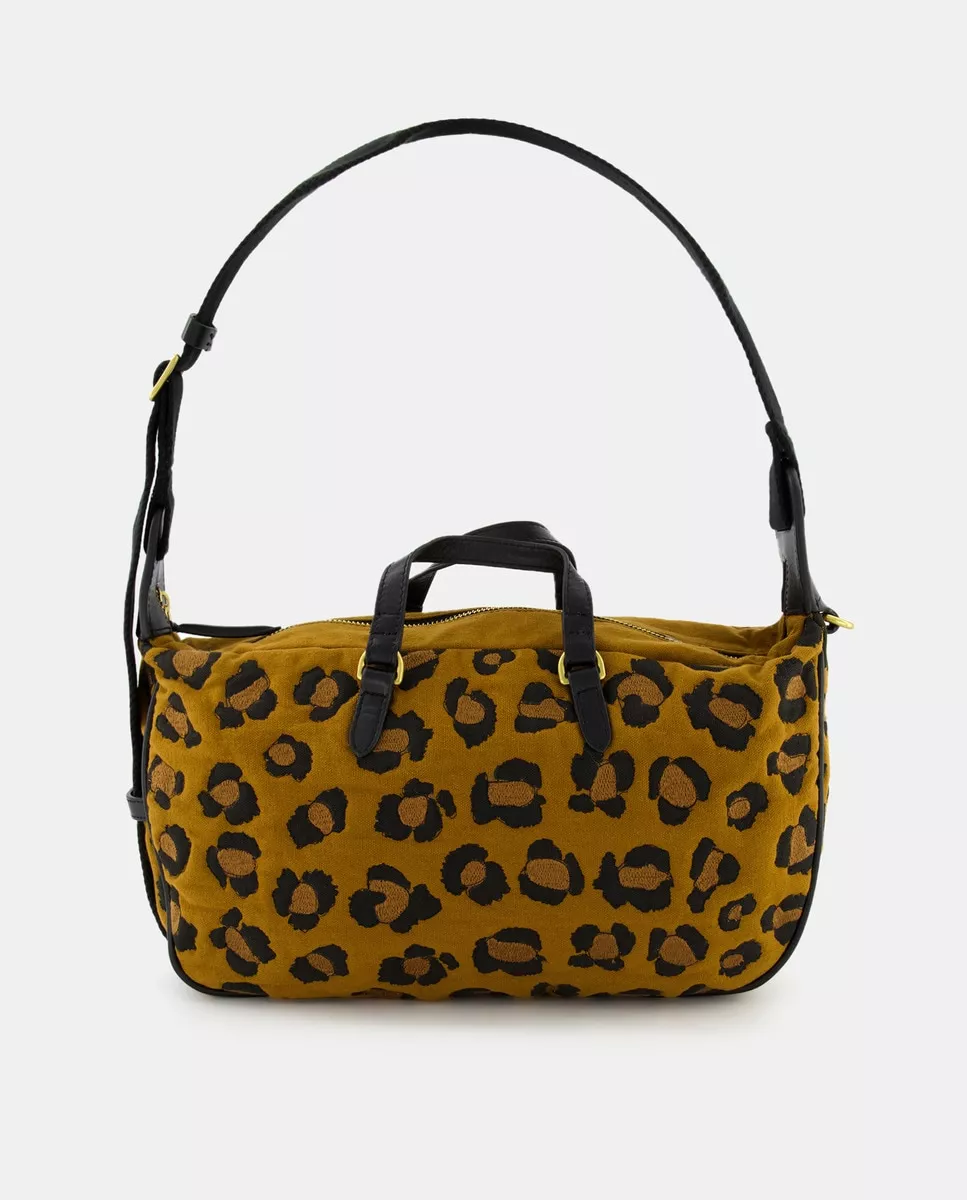 Inoui Editions - Bolso De Hombro En Canvas Con Print De Leopardo En Tonos Marrones barato