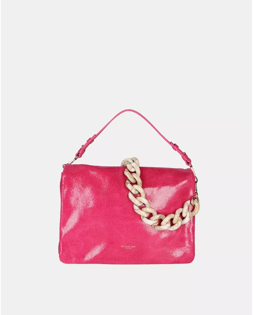 Jasmine - Bolso De Mano Grande De Piel Fucsia Con Asa Corta Y Bandolera En Oferta Jasmine - Bolso De Mano Grande De Piel Fucsia Con Asa Corta Y Bandolera Barato