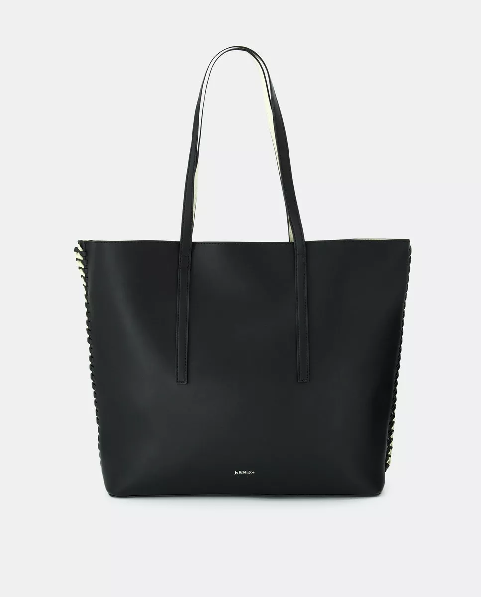 Jo &Amp; Mr. Joe - Bolso Shopper Grande En Negro Con El Interior En Gris En Oferta Jo &Amp; Mr. Joe - Bolso Shopper Grande En Negro Con El Interior En Gris Barato